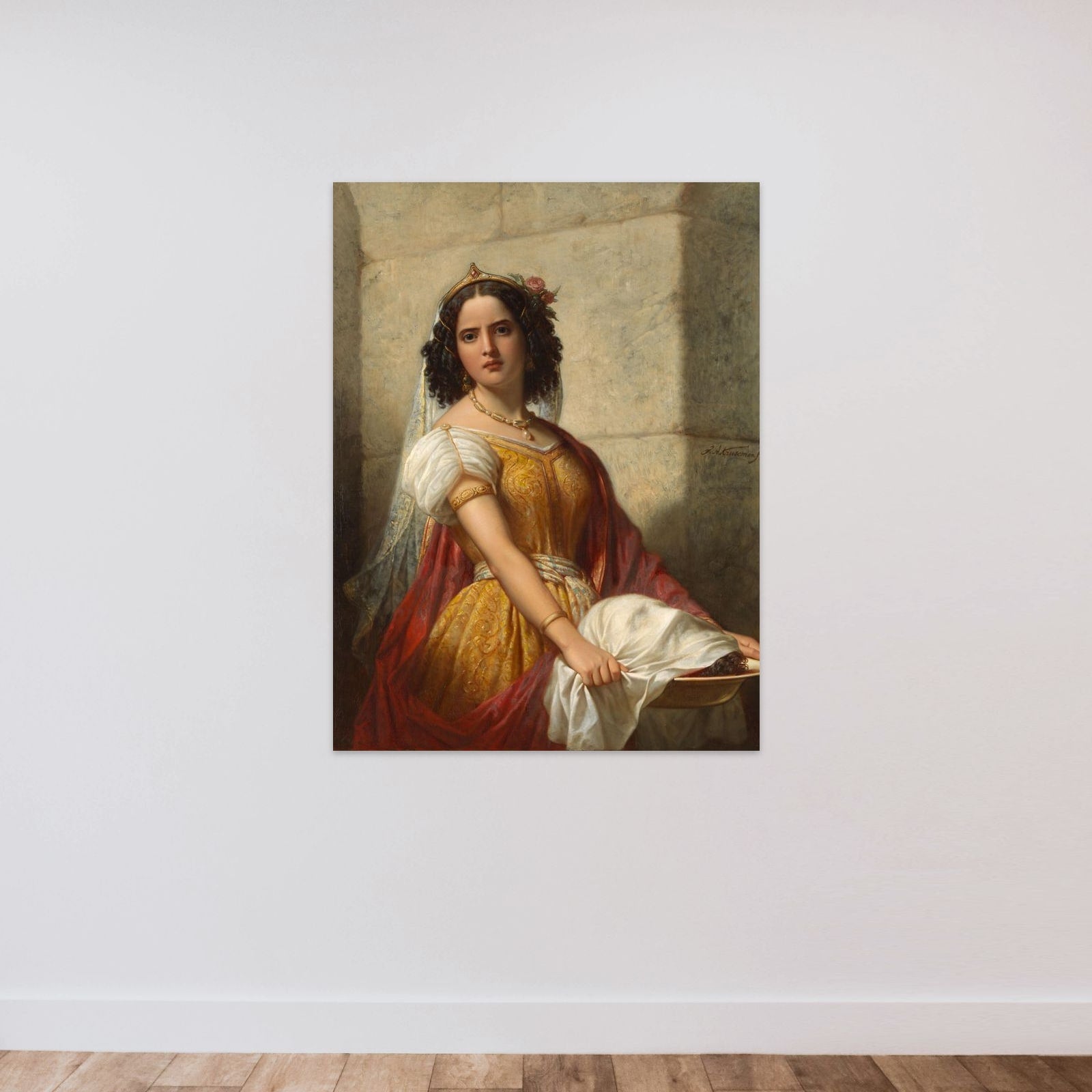 Salome with the Head of John the Baptist unframed — shown to scale
