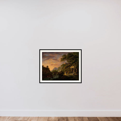 Arcadian Landscape with Setting Sun framed — shown to scale