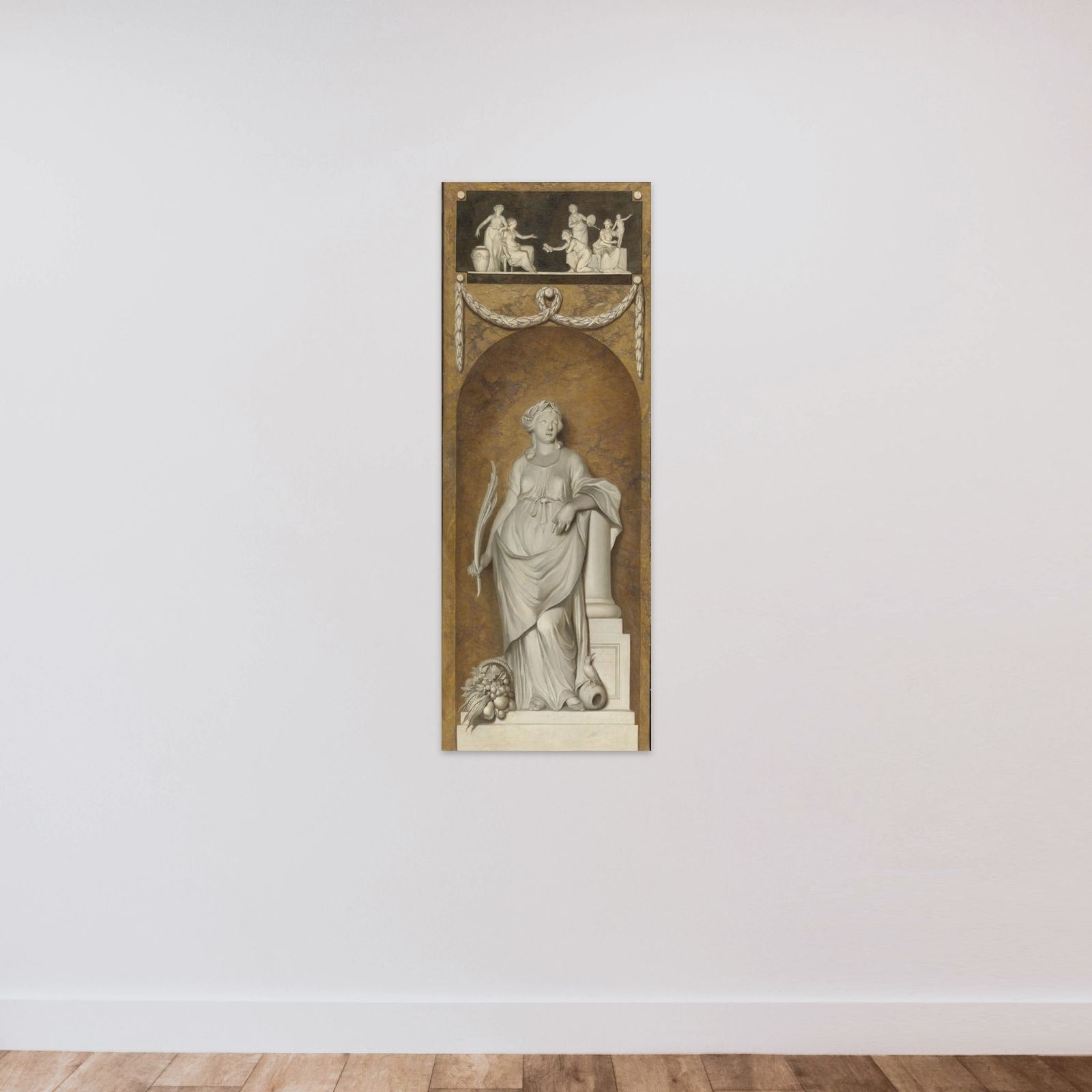 Painted Wall Hanging with Peace unframed — shown to scale