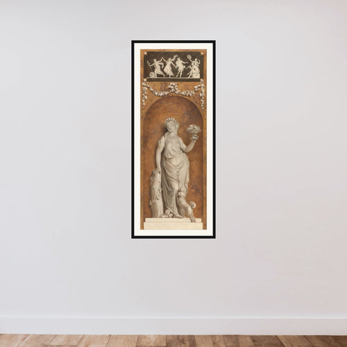 Behangselschildering met bacchante framed — shown to scale
