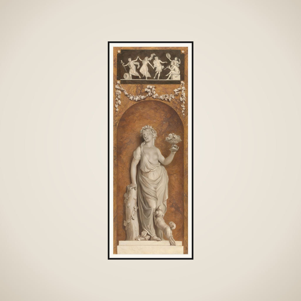 Behangselschildering met bacchante framed