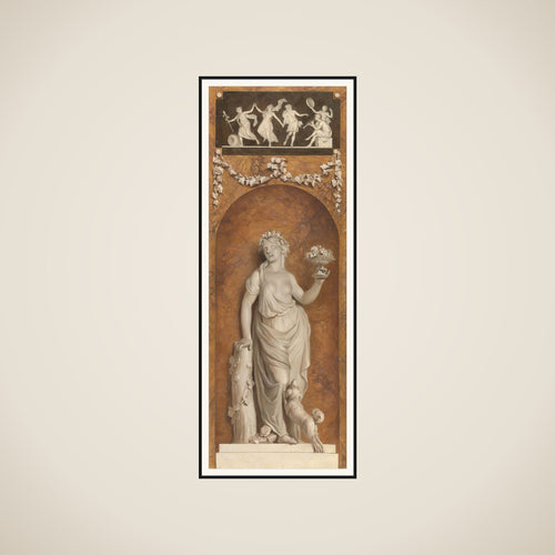 Behangselschildering met bacchante framed