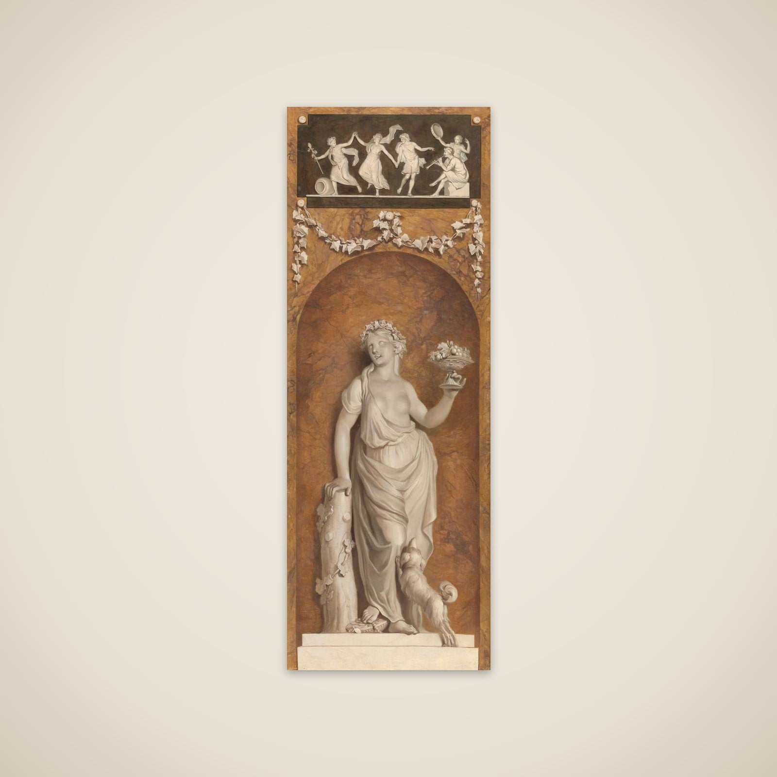 Behangselschildering met bacchante unframed print