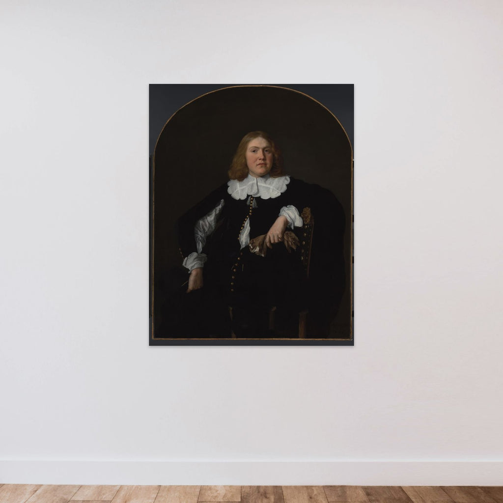 Portrait of een man unframed — shown to scale