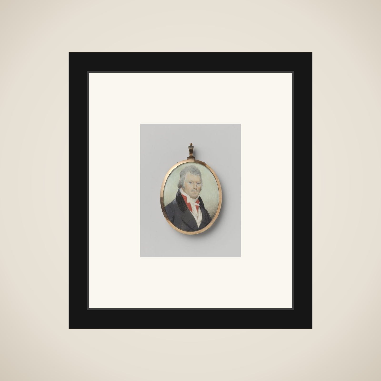 Ovalen portretminiatuur van Mattheus Sigismundis Schuster (1757-1826) framed
