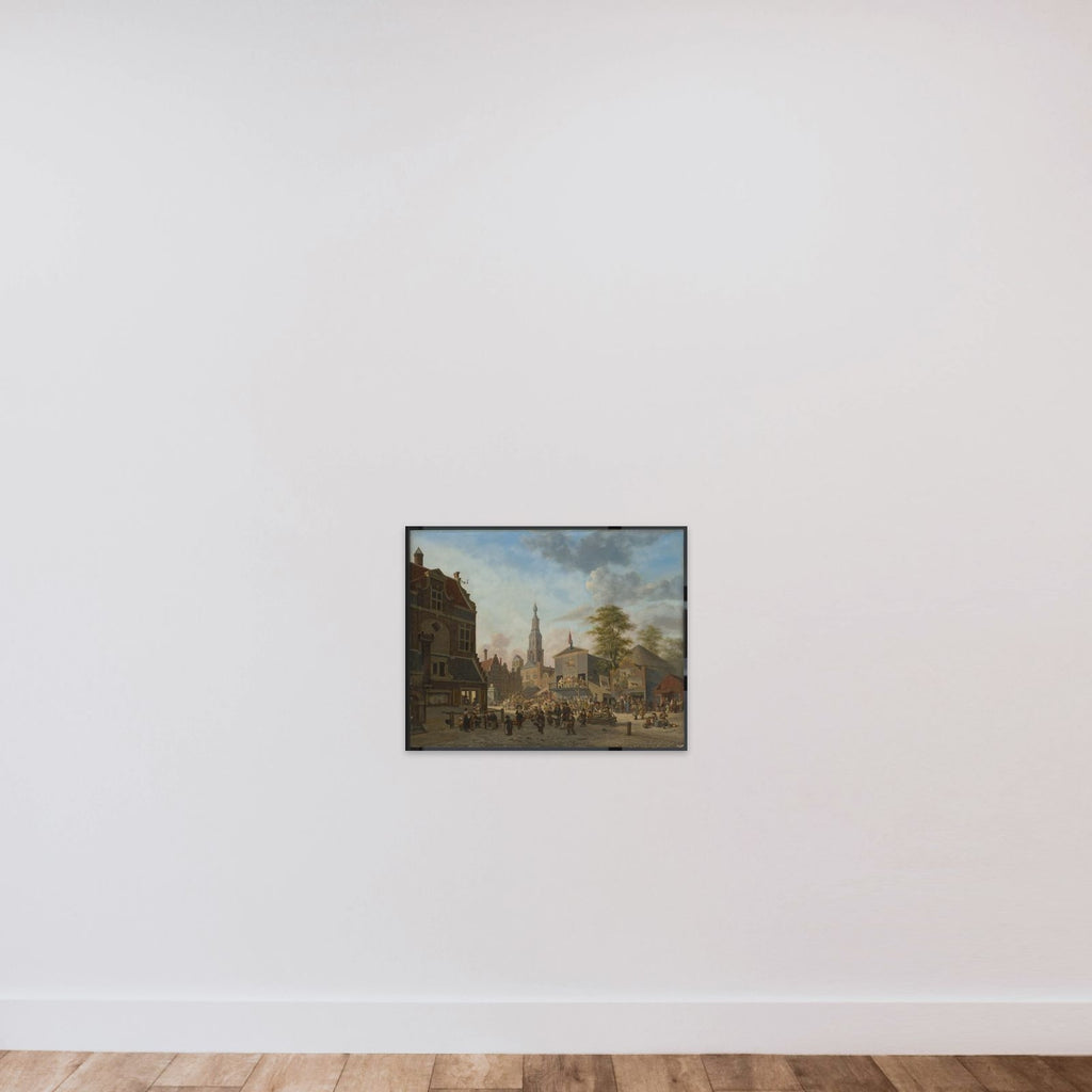 A town square with a fair unframed — shown to scale