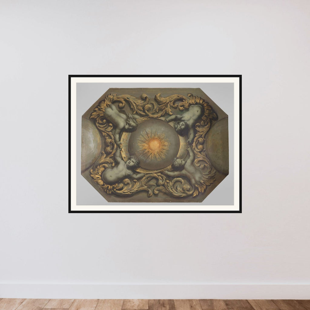 Schildering horend bij een plafond framed — shown to scale