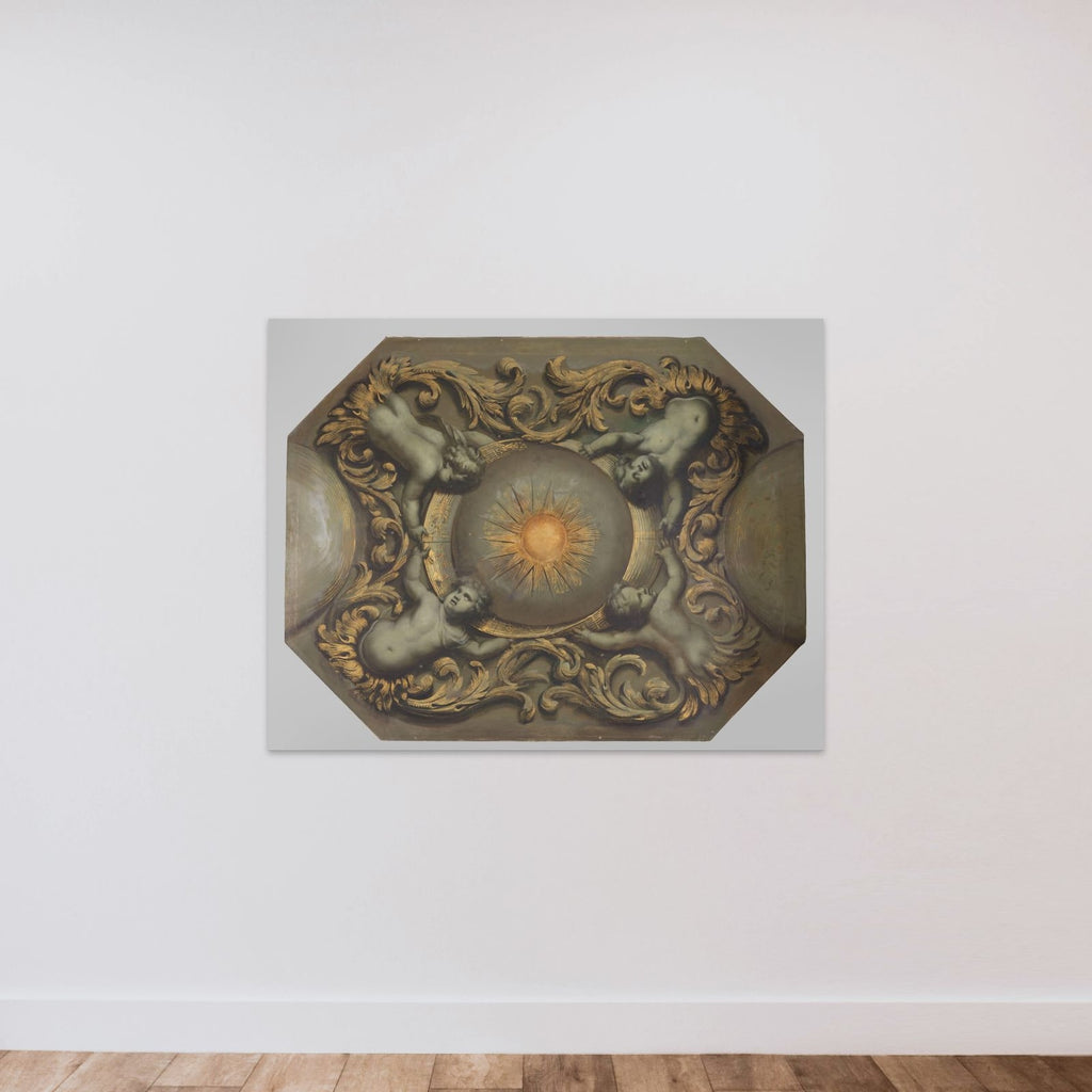 Schildering horend bij een plafond unframed — shown to scale