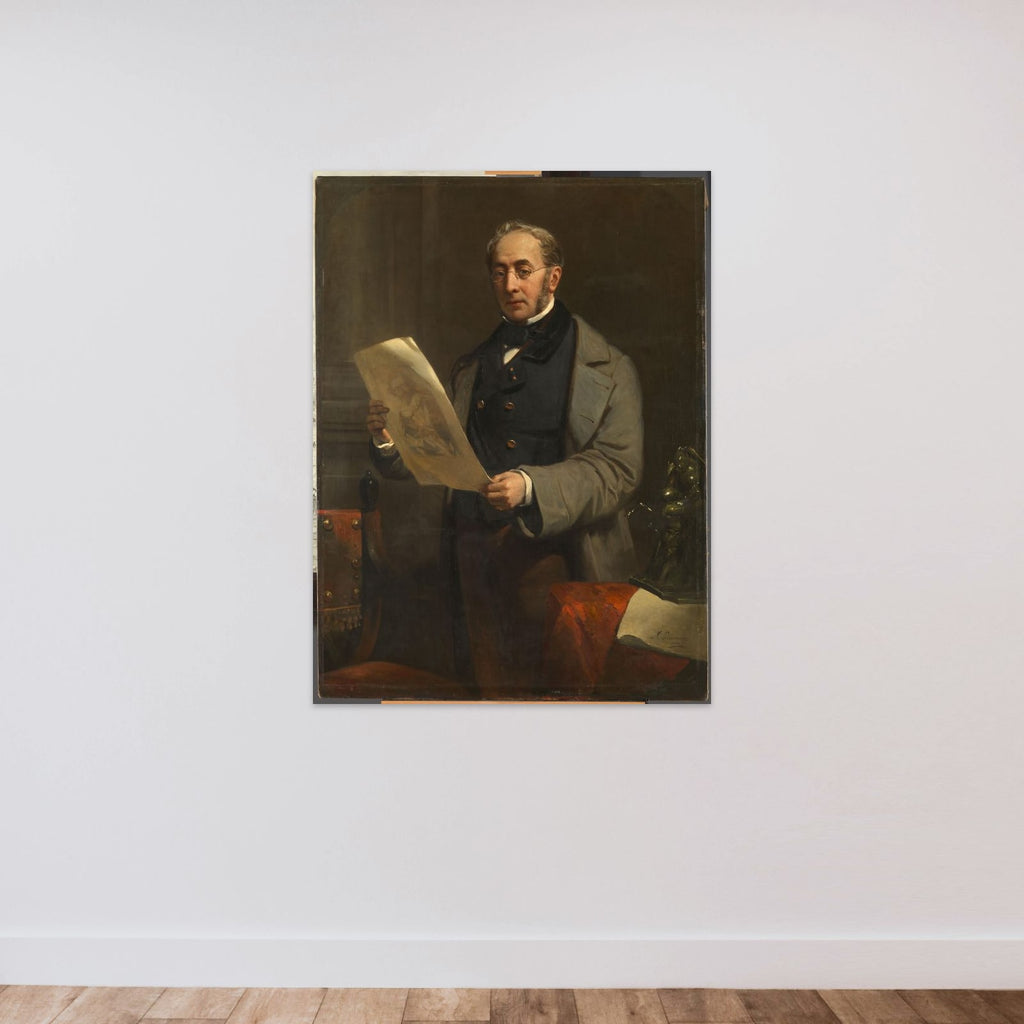 Portrait of Jacob de Vos Jacobszoon (1803-1878). Amsterdam Art Collector and Owner of the Historical Gallery De Vos unframed — shown to scale