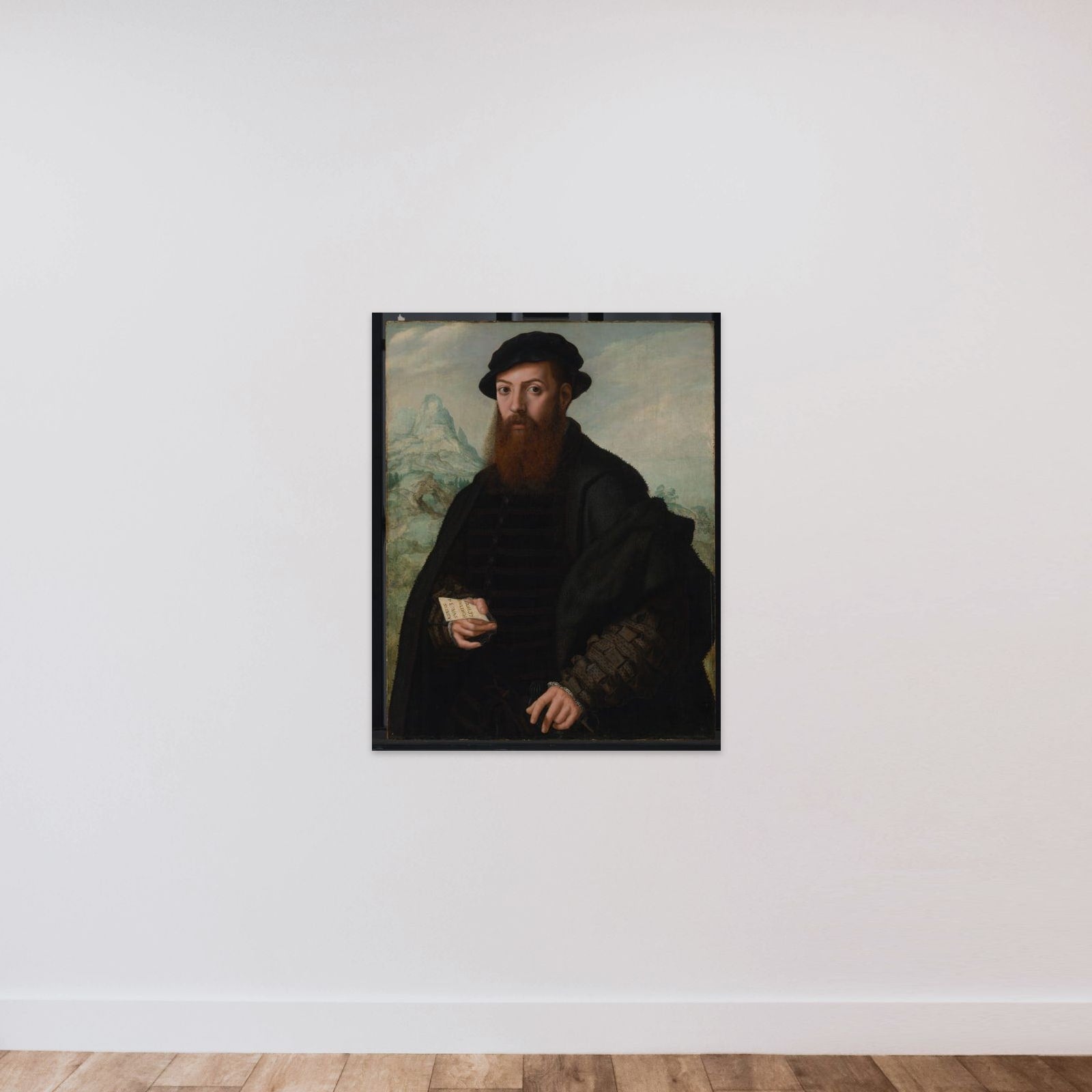 Portrait of een man unframed — shown to scale