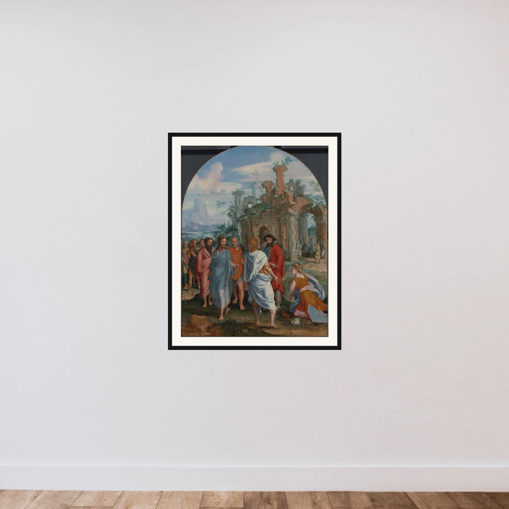 Jesus and the Canaanite Woman framed — shown to scale