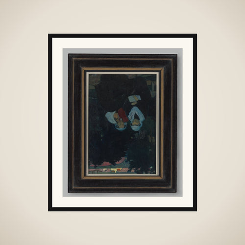 Drie lezende vrouwen in een tuin framed