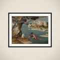 River landscape with de heilige Christoffel framed