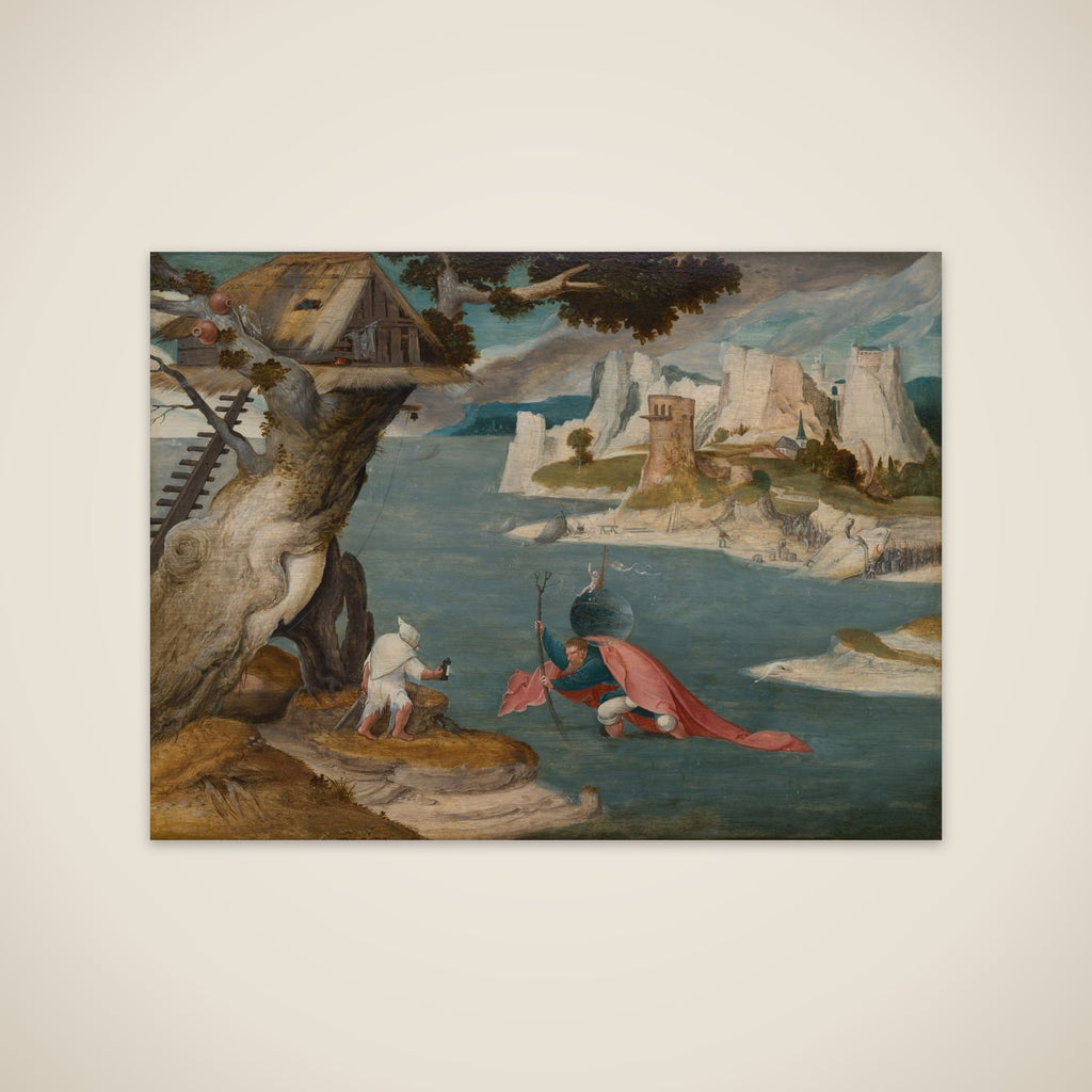 River landscape with de heilige Christoffel unframed print