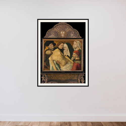 Central panel of a Memorial Triptych, formerly called the Gertz Memorial Triptych, with the Lamentation framed — shown to scale