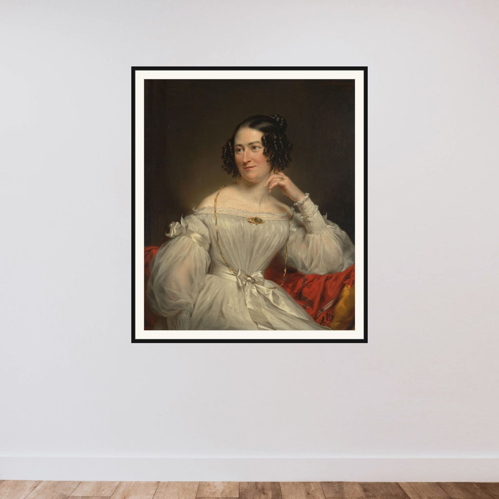 Portrait of Abrahamina Henriëtte Wurfbain (1808-1883), wife of Jacob de Vos Jz framed — shown to scale