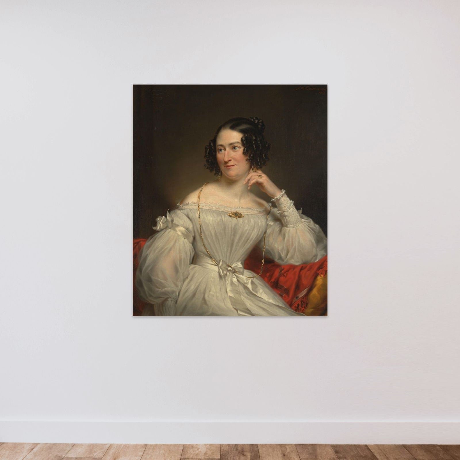 Portrait of Abrahamina Henriëtte Wurfbain (1808-1883), wife of Jacob de Vos Jz unframed — shown to scale