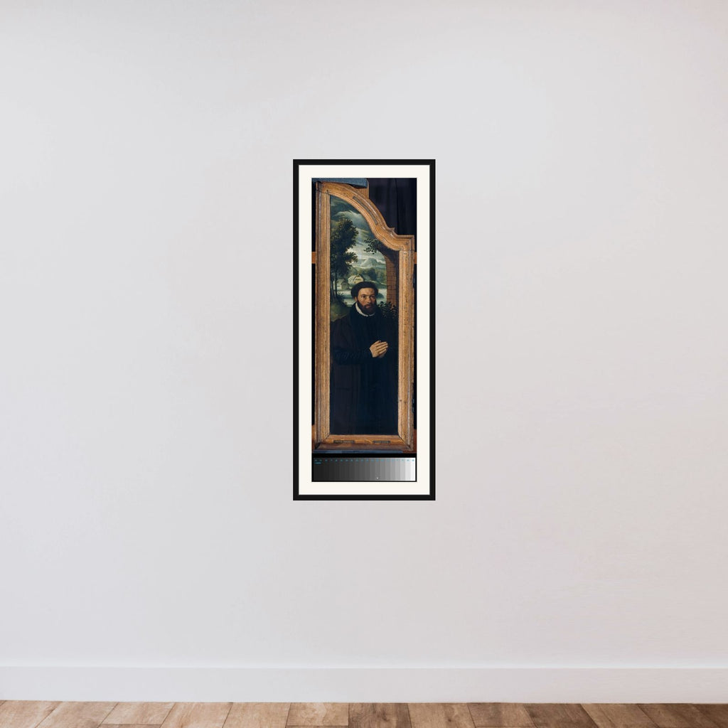 Wing of a Triptych with the Portrait of Julien de Brouckere framed — shown to scale