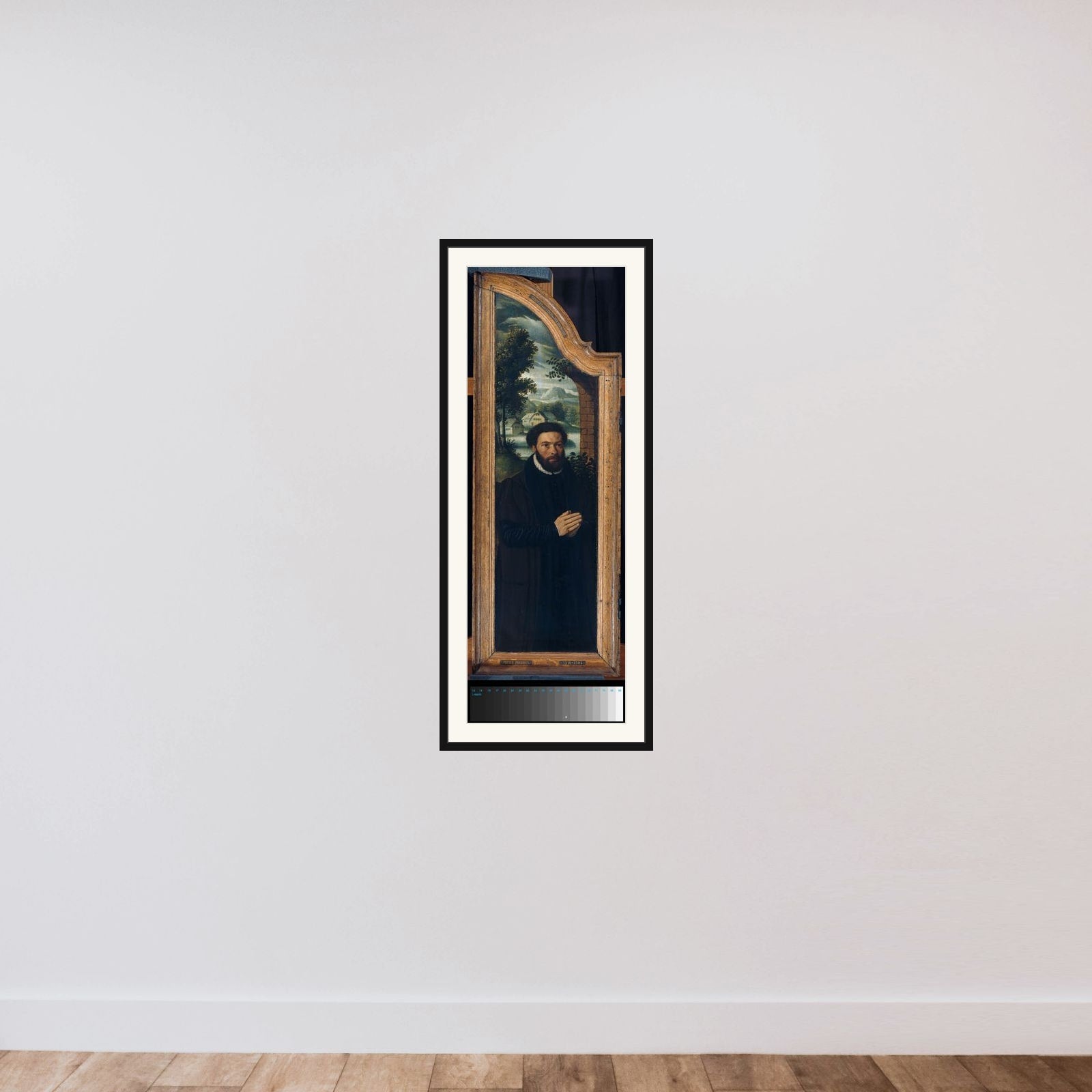 Wing of a Triptych with the Portrait of Julien de Brouckere framed — shown to scale