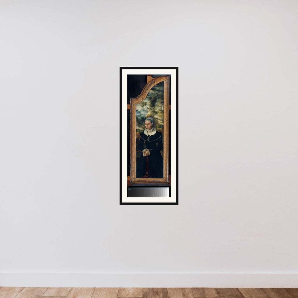 Wing of a Triptych with the Portrait of Elisabeth Canneel framed — shown to scale