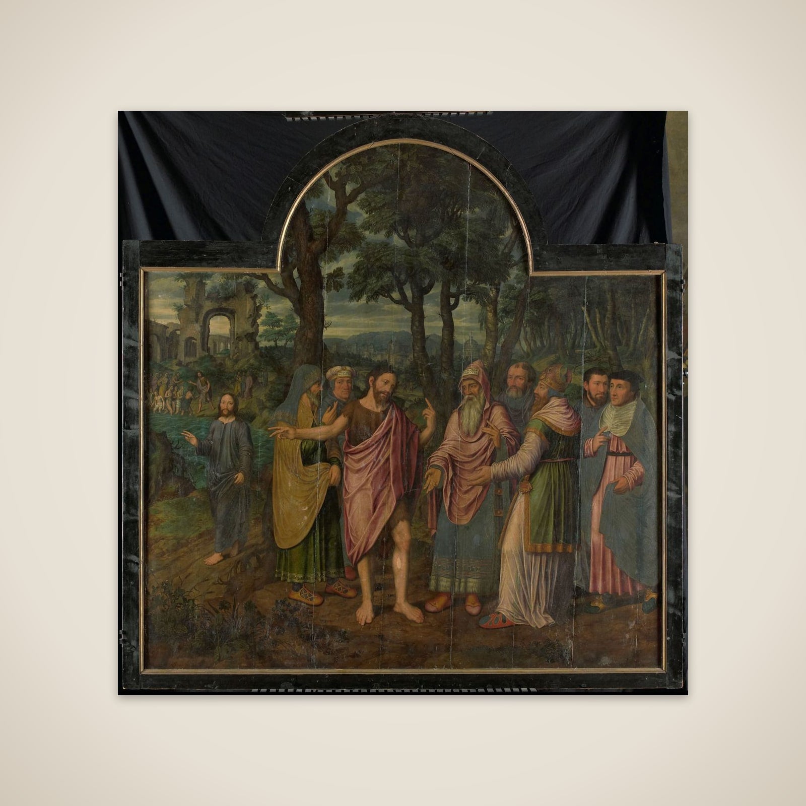 Johannes de Doper vermaant de Farizeeërs, middenpaneel van een drieluik unframed print