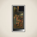 De prediking van Johannes de Doper, linkerpaneel van een drieluik framed