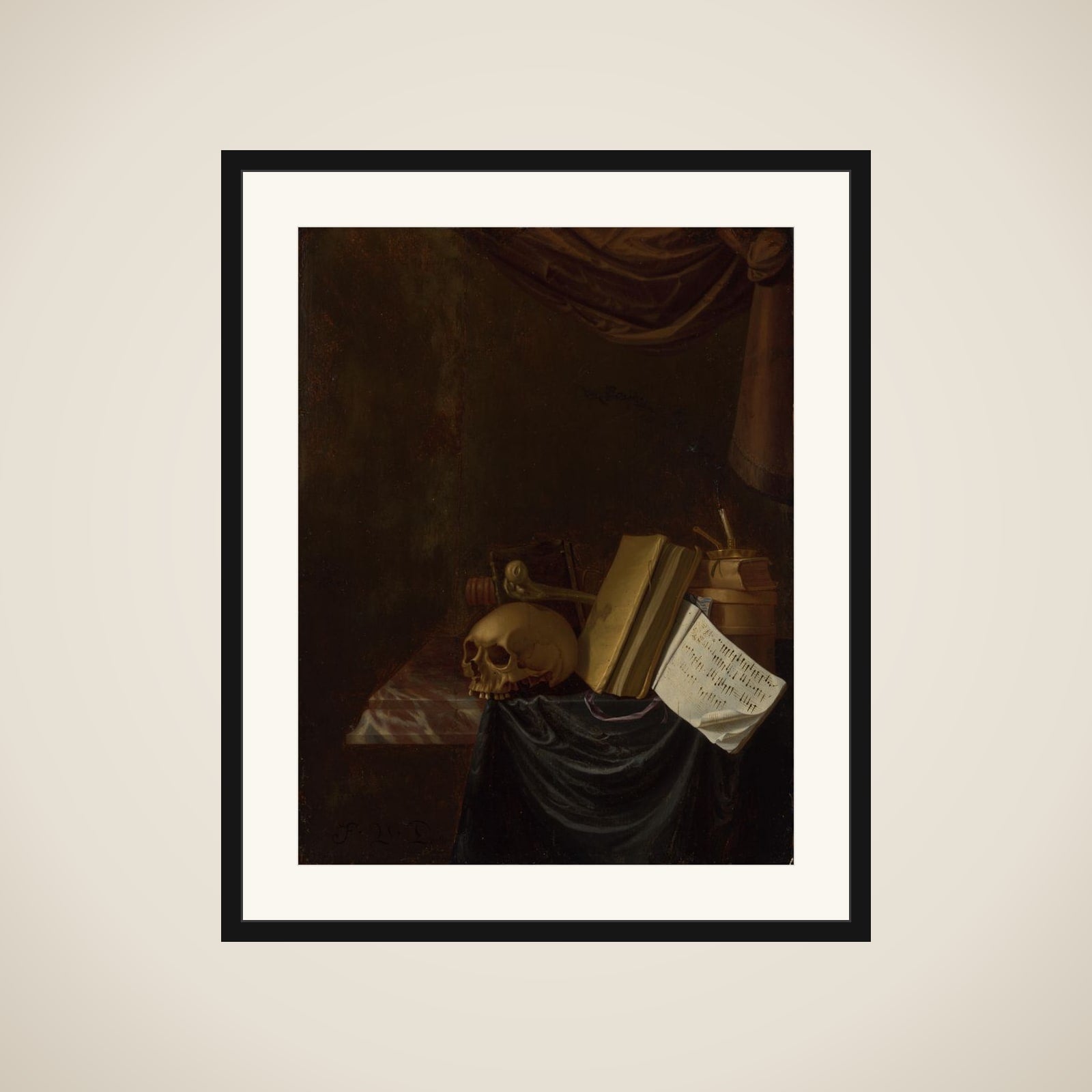 Still life with doodshoofd framed