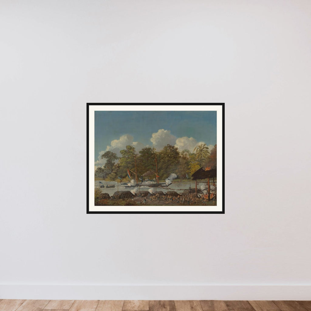 Tafereel uit de 'Kongsi-oorlogen', West-Kalimantan 1853 framed — shown to scale
