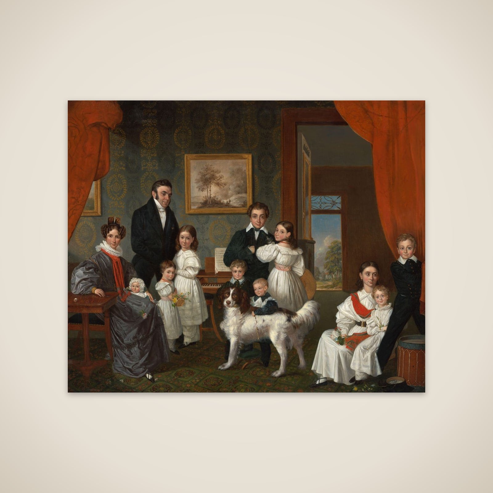 Portrait of de family Baud in hun buitenhuis in Voorburg unframed print
