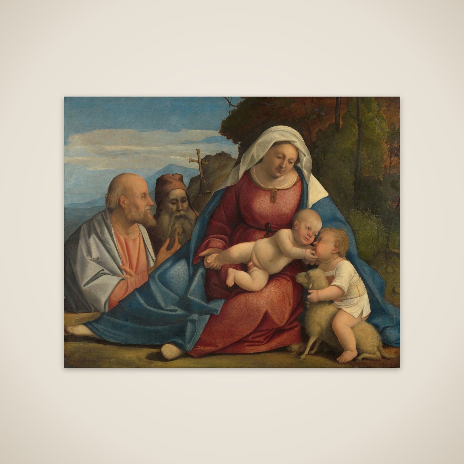 Madonna and Child with the Infant John the Baptist and Saints Peter and Anthony unframed print