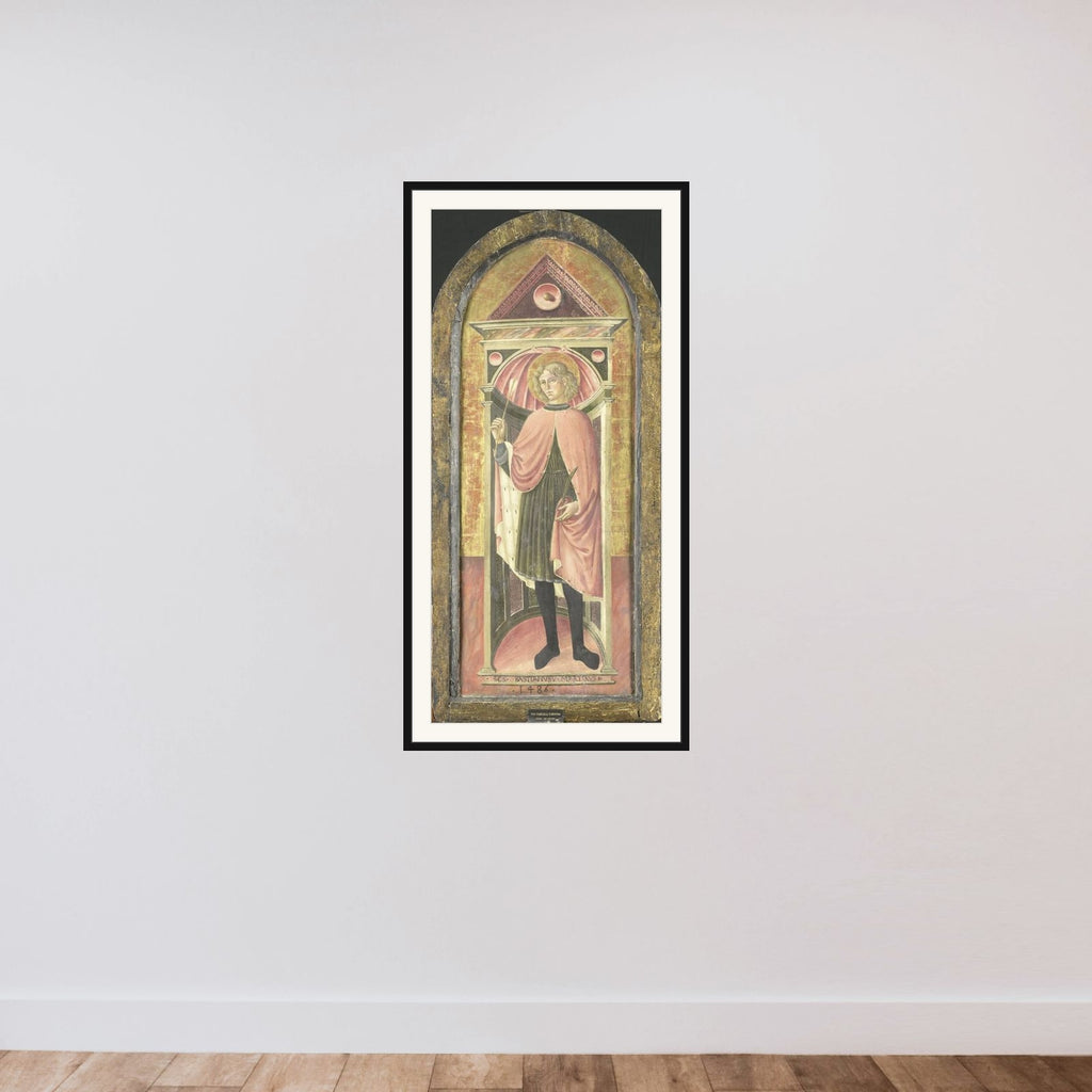 Saint Sebastian framed — shown to scale