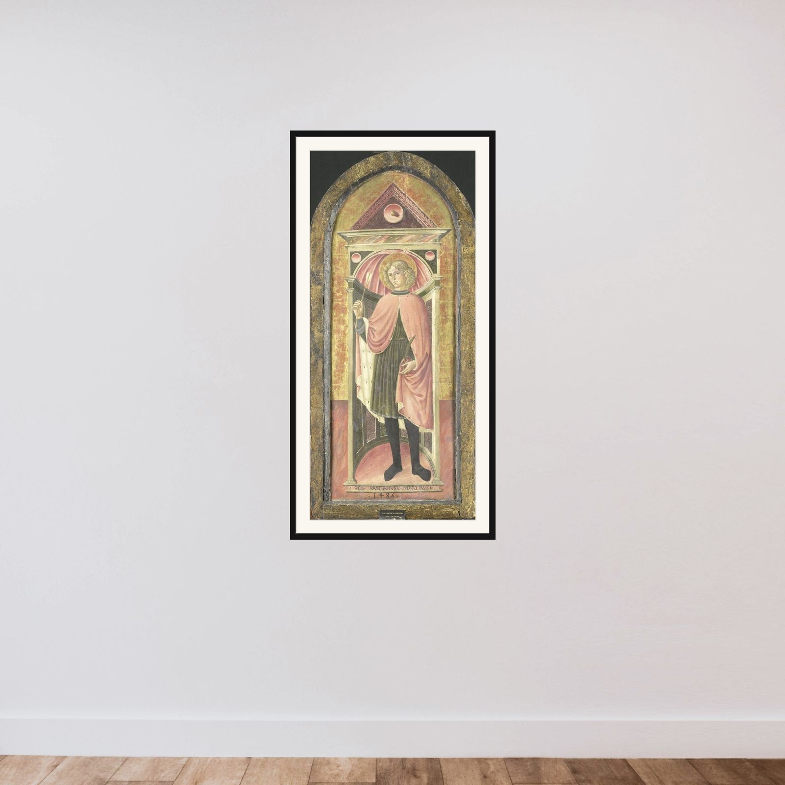Saint Sebastian framed — shown to scale