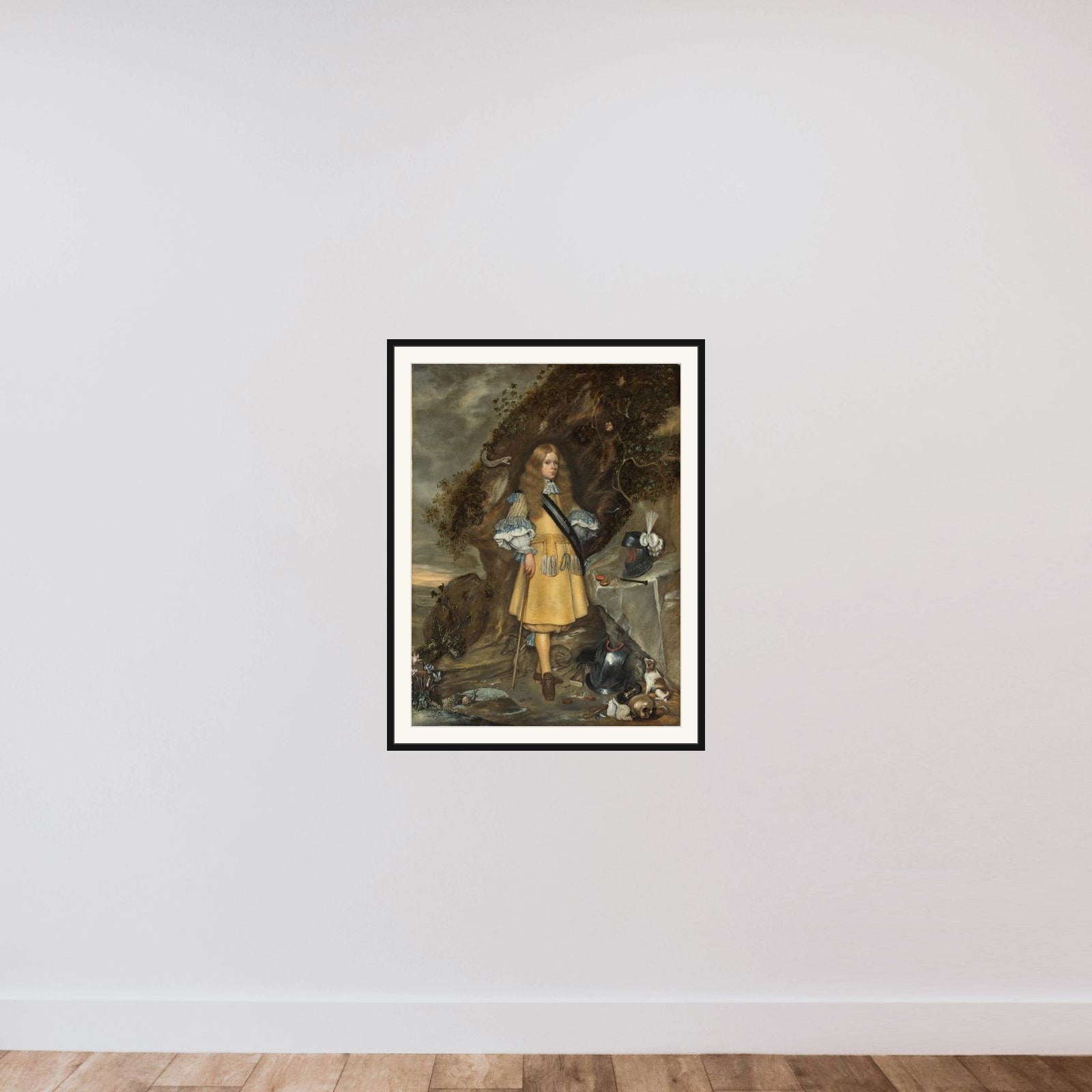 Memorial Portrait of Moses ter Borch (1645-1667) framed — shown to scale