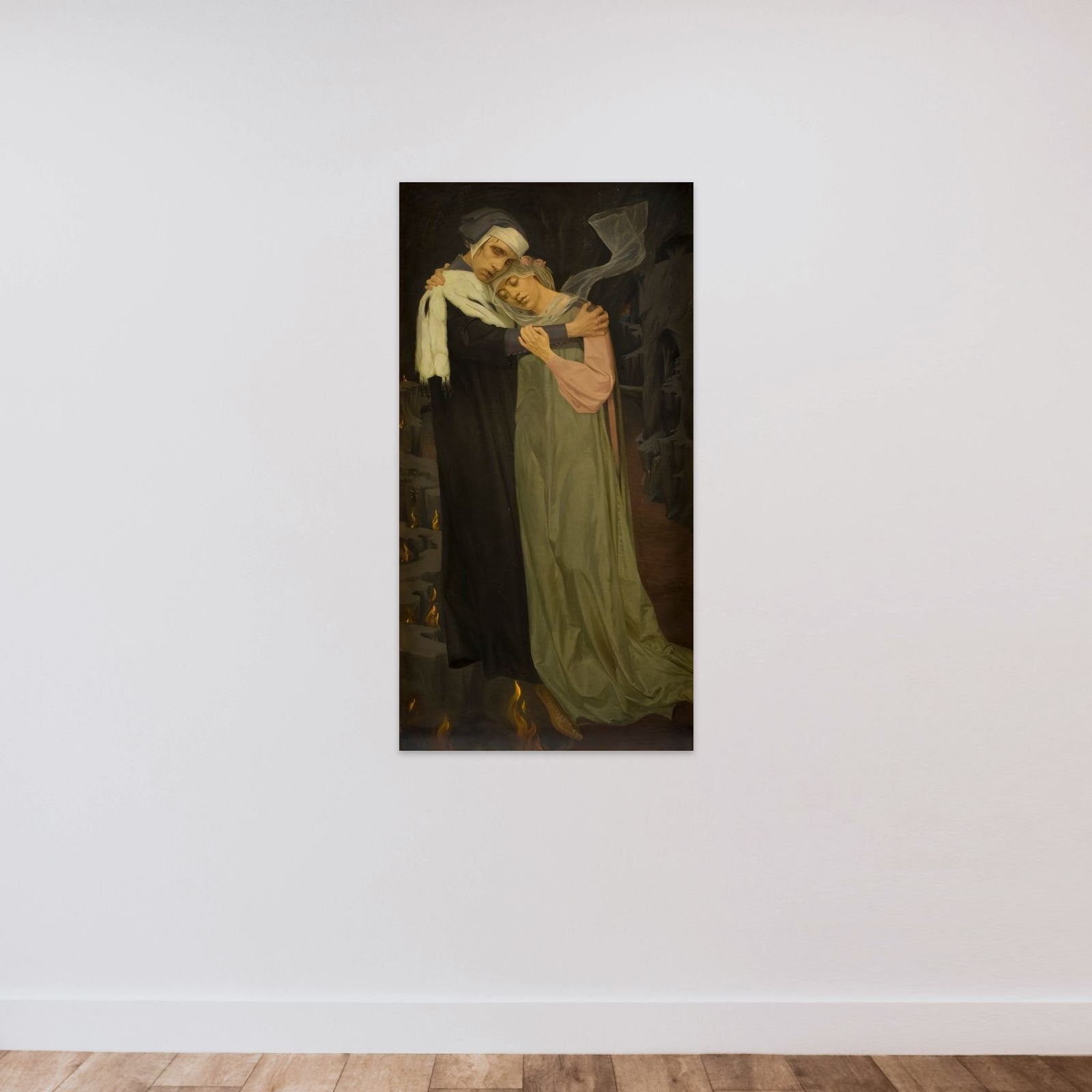 Paolo og Francesca unframed — shown to scale