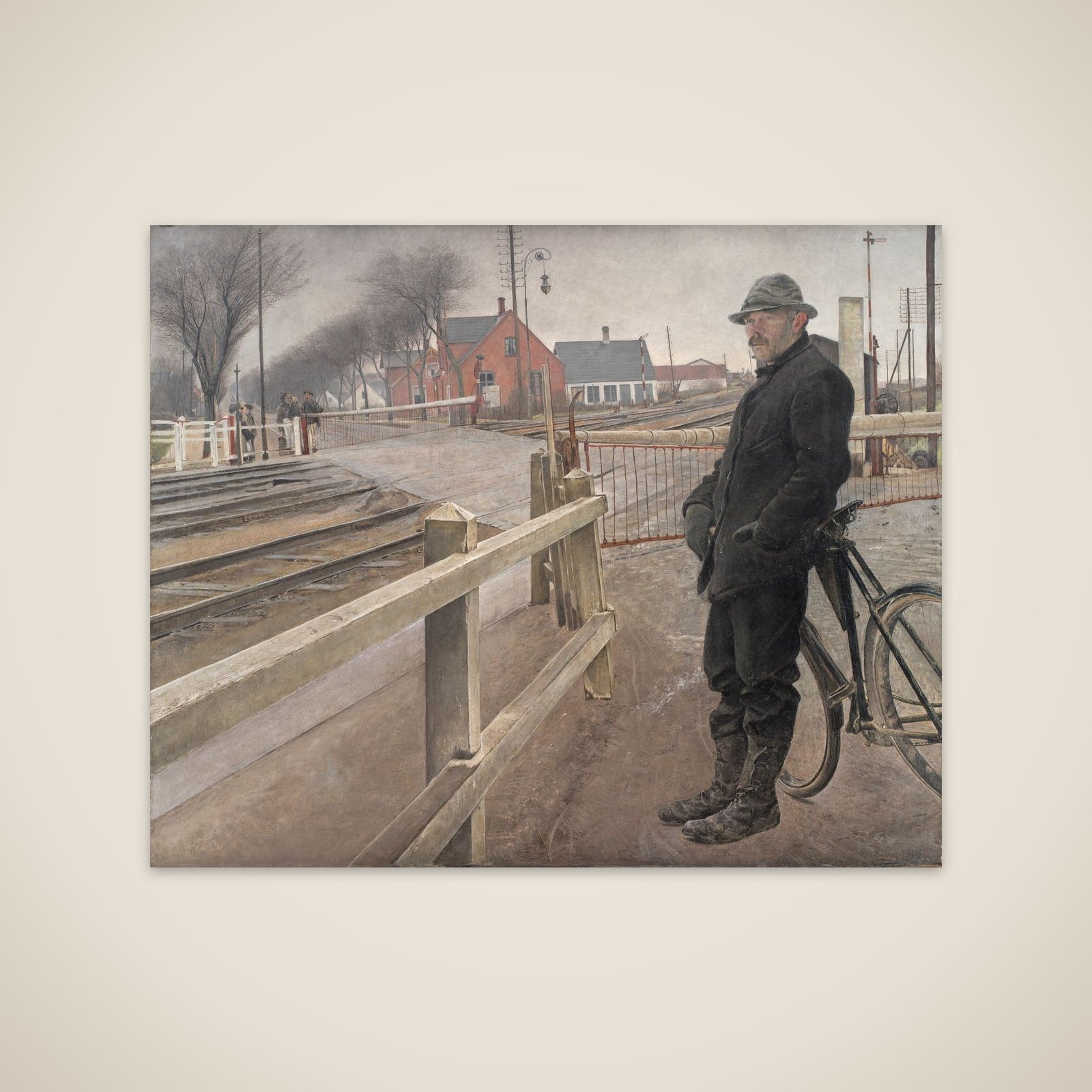 Når toget ventes. Jernbaneoverkørsel ved Roskilde Landevej unframed print