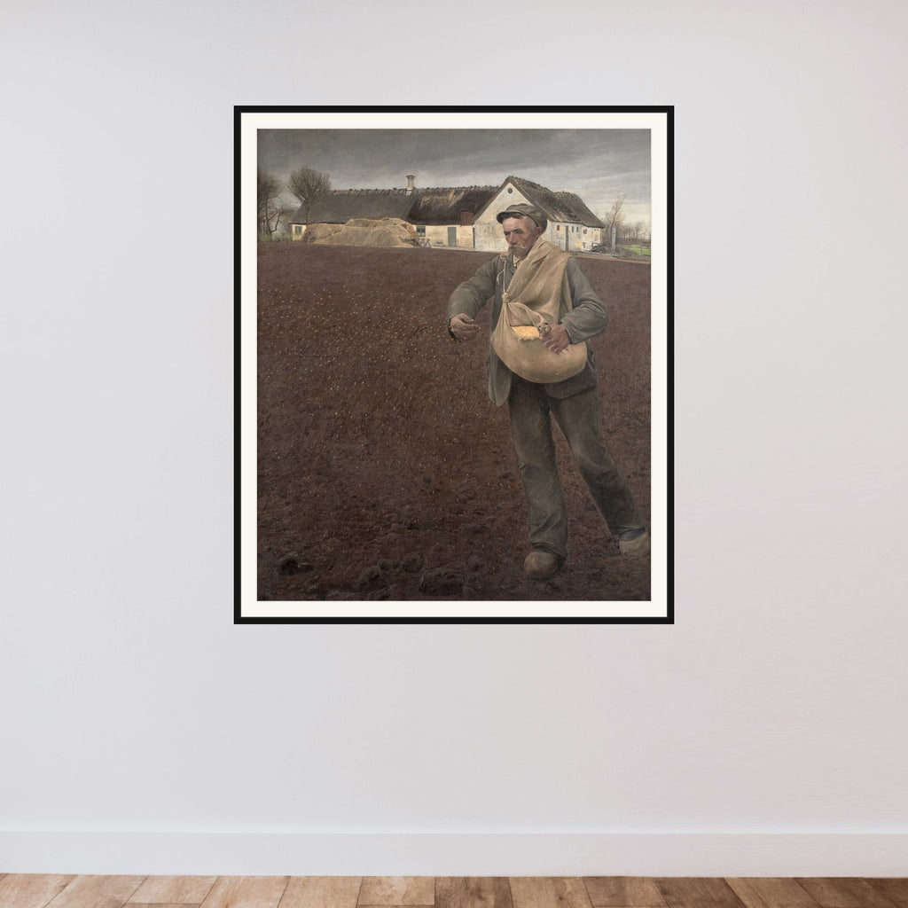 Sædemanden framed — shown to scale
