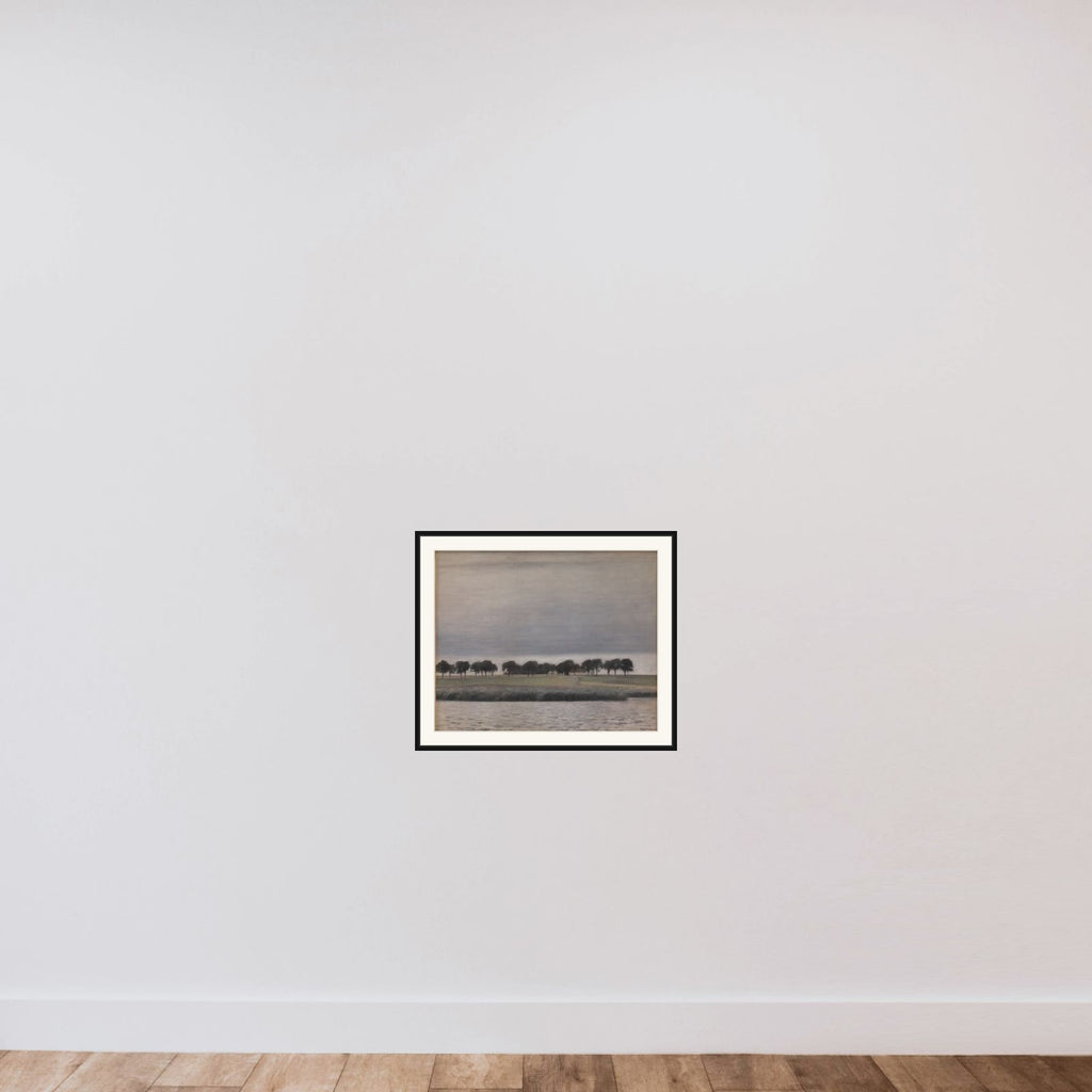Forstudie til "Solregn. Gentofte Sø" framed — shown to scale