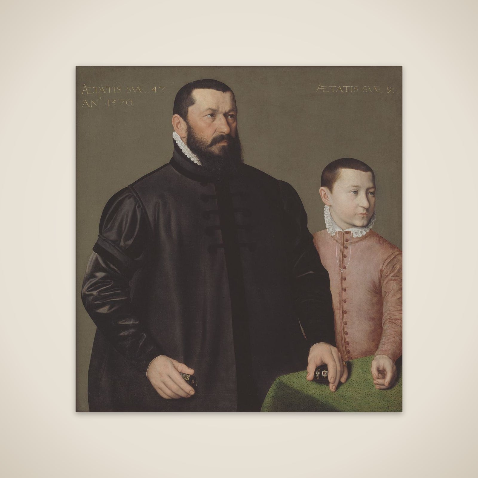 Portræt af nürnberger guldsmeden Hans Lencker (1523-1585) og hans 9-årige søn Elisius den yngre unframed print