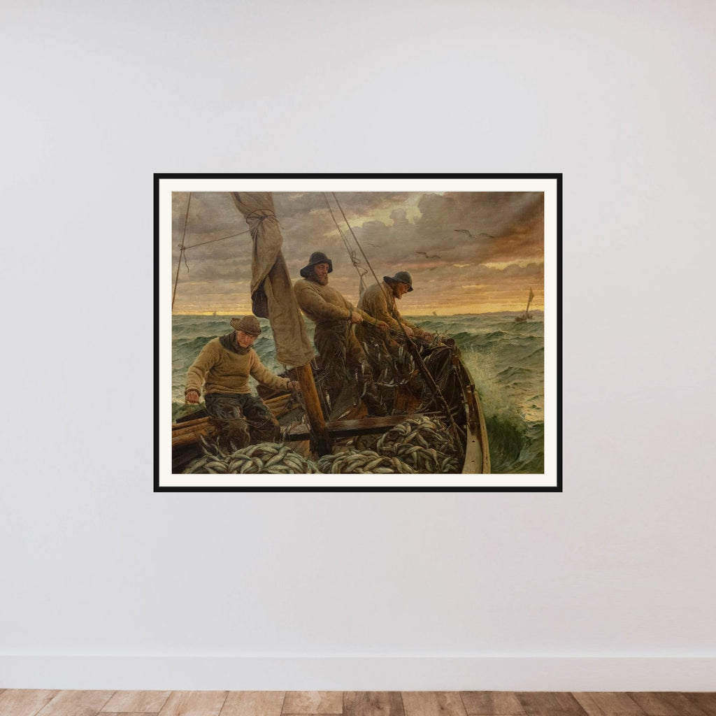 Hornbækfiskere på sildefangst framed — shown to scale