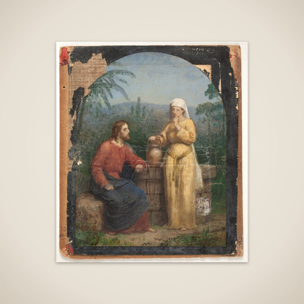 Olieskitse til Jesus og Samaritanerinden ved brønden unframed print