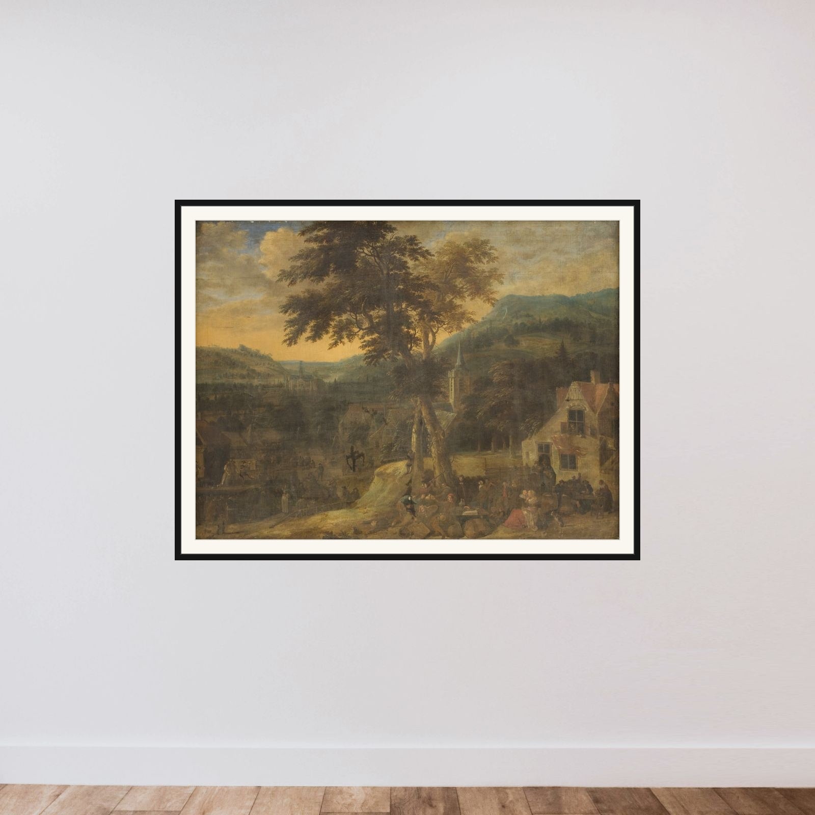 En landsbyfest framed — shown to scale