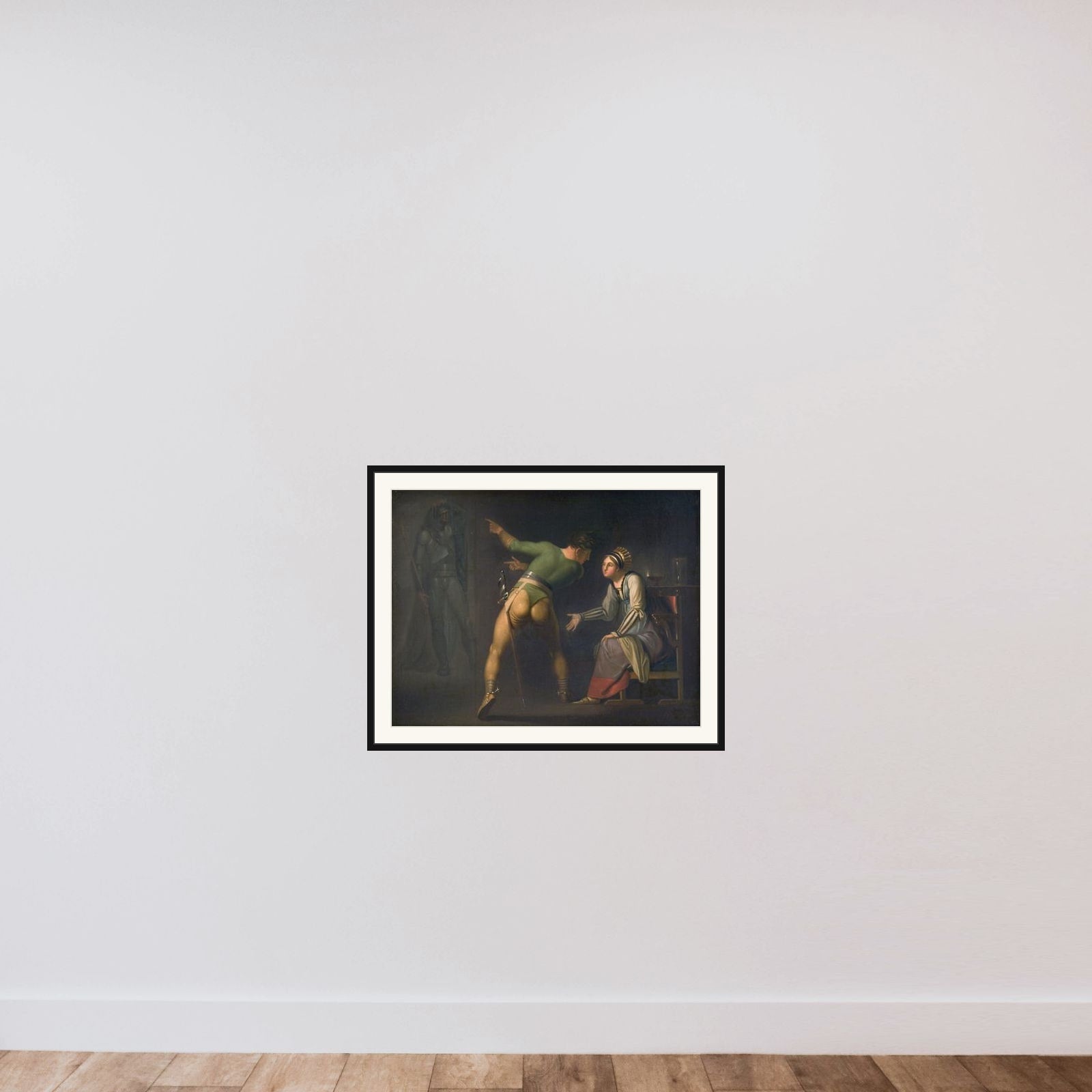 Hamlet hos sin moder framed — shown to scale