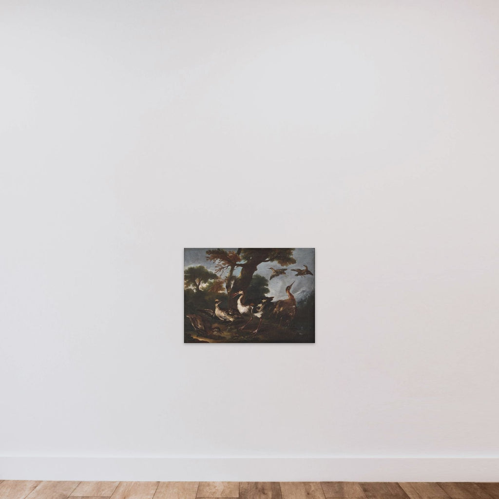 Landskab med fugle unframed — shown to scale