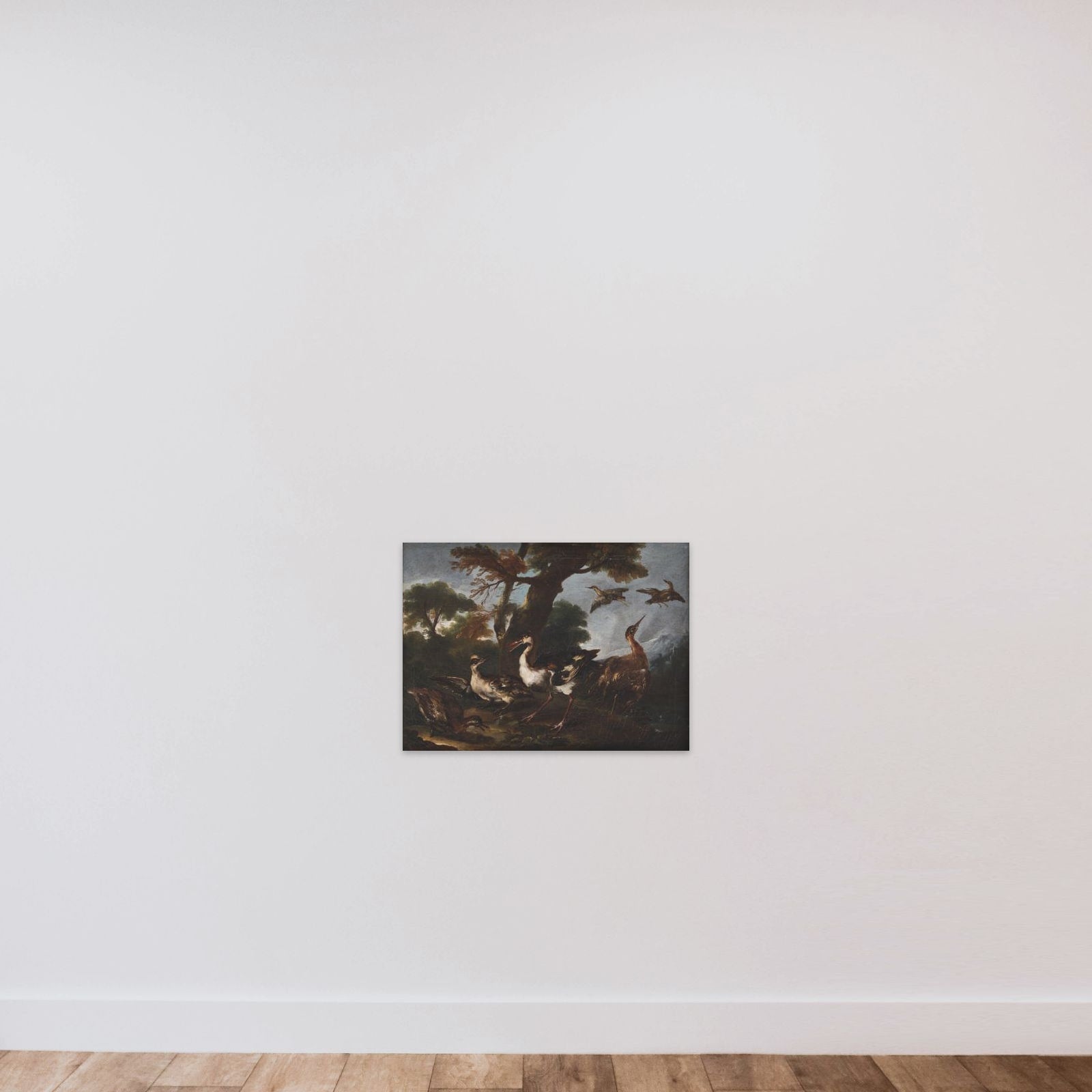 Landskab med fugle unframed — shown to scale