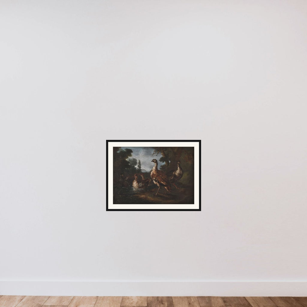 Landskab med fugle framed — shown to scale