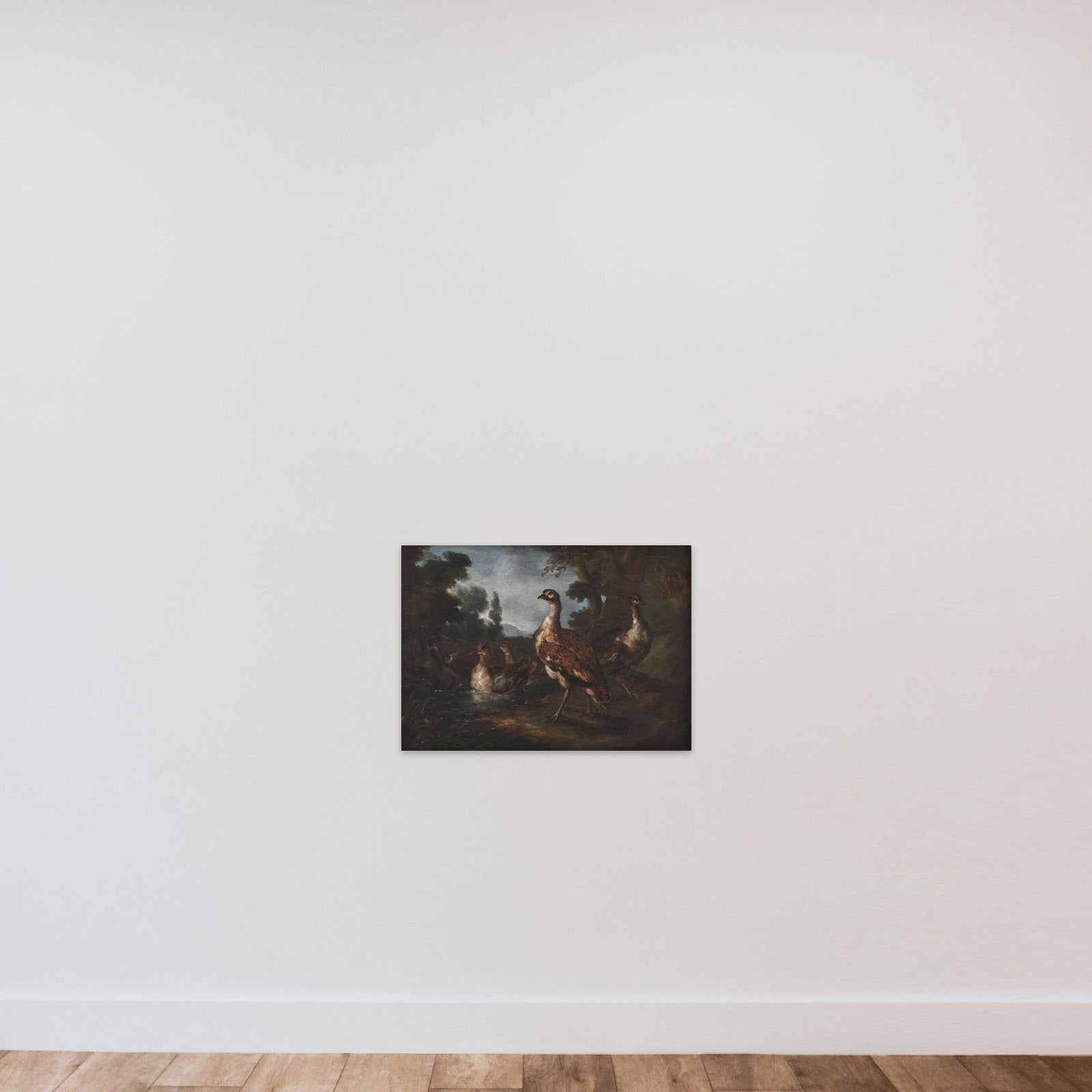 Landskab med fugle unframed — shown to scale