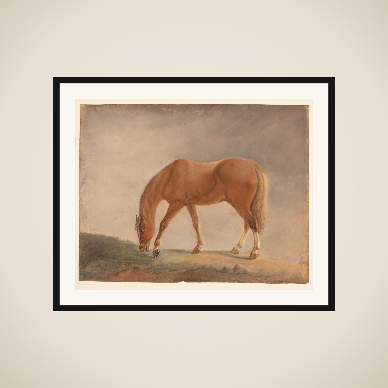 Stående brun hest framed