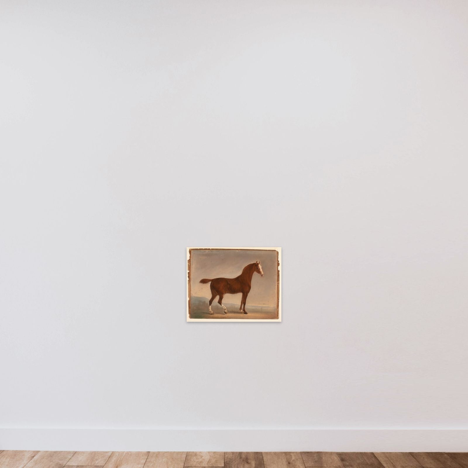 Stående brun hest unframed — shown to scale