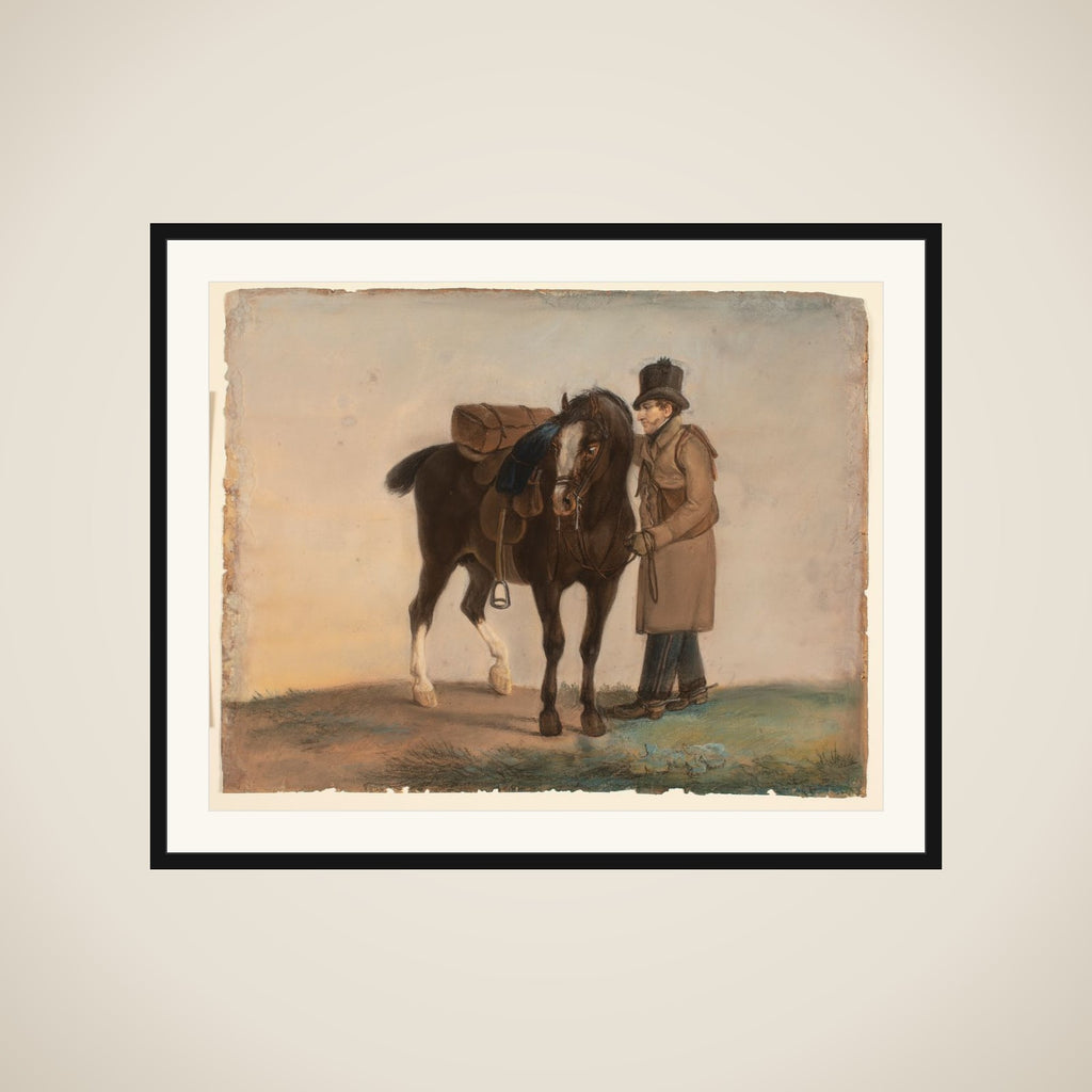 Opsadlet hest med rytter framed