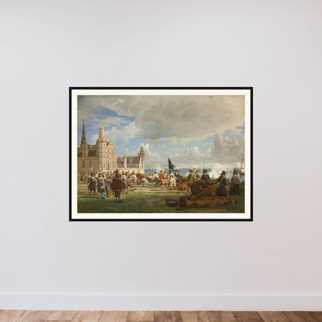 Den hollandske flåde under admiral Opdam passerer Sundet d. 29. oktober 1658 under Svenskekrigen 1657-60 framed — shown to scale